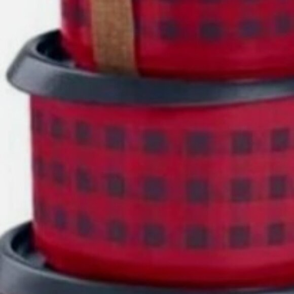 Tupperware 3 piece Black & Red Buffalo plaid Graduated canister Toppers Holidays - Picture 7 of 13